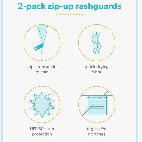 Carter's Boys' 2-Pack 1-Piece Zip Rashguards Blue/Red‎ NWT in packaging - Picture 6 of 10